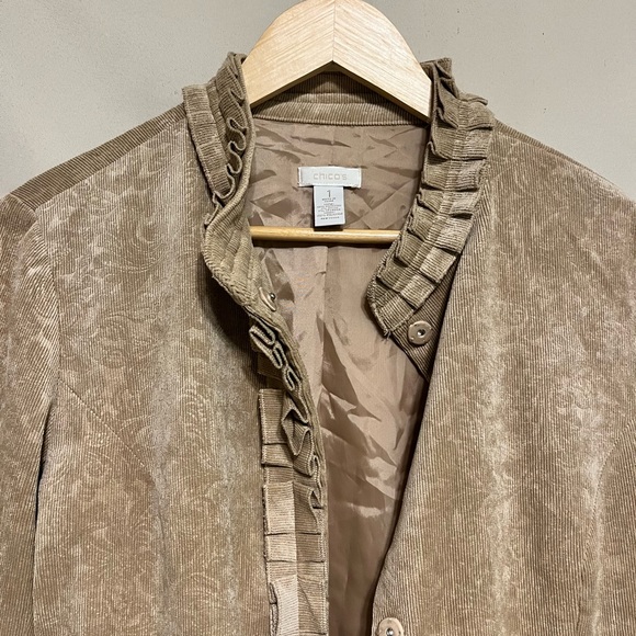 Chico's Beige Corduroy Women's Jacket size 1 NWOT size medium - Picture 2 of 6